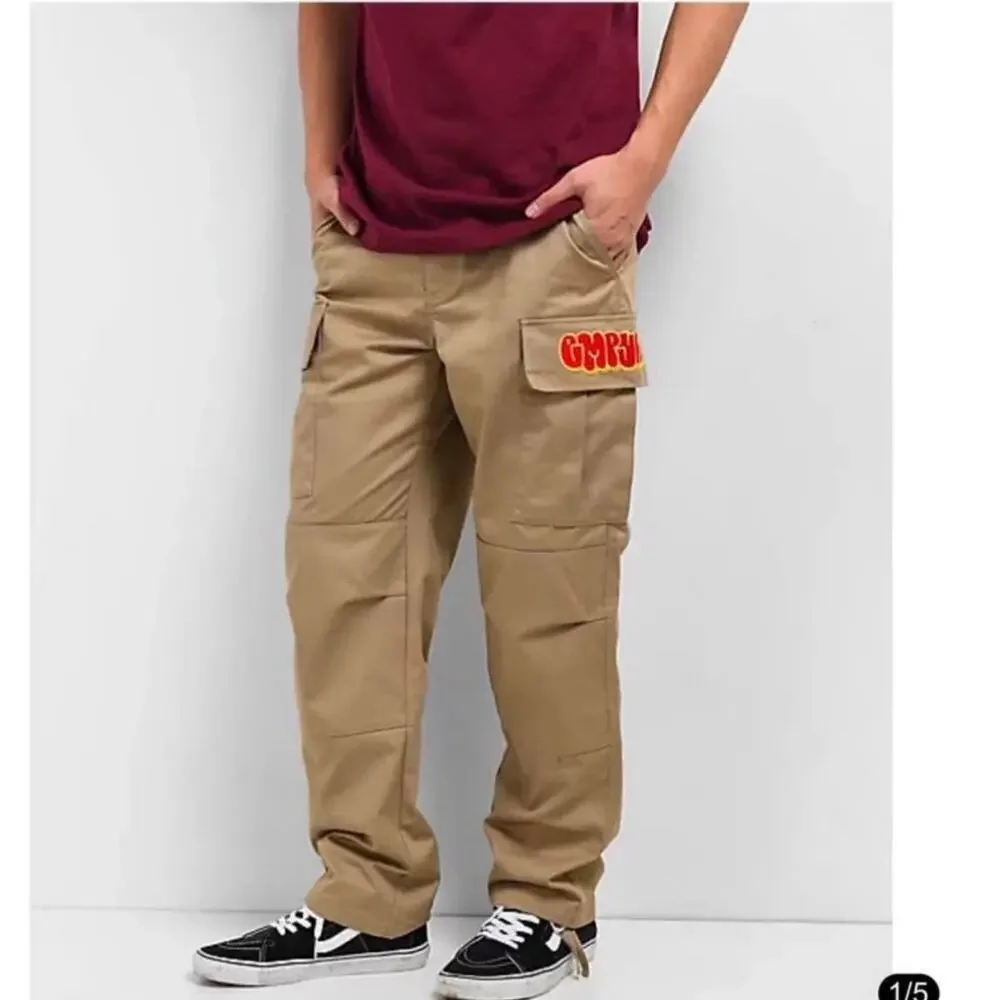 Empyre Men's Tan Bubble Logo Khaki Cargo Skate Pants Size 32